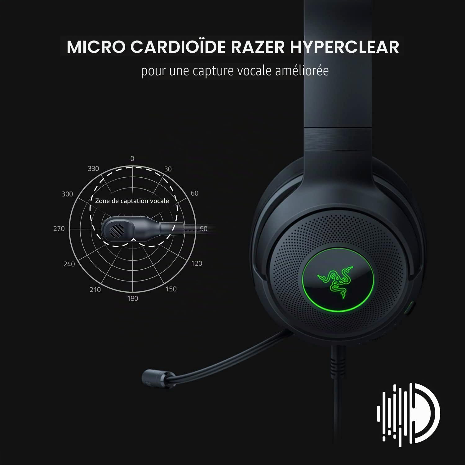 Razer Kraken V3 X Casque de jeu filaire USB : construction légère – Pilotes Triforce 40 mm – Micro cardioïde HyperClear – Son surround 7.1 – Éclairage RVB Chroma – Noir