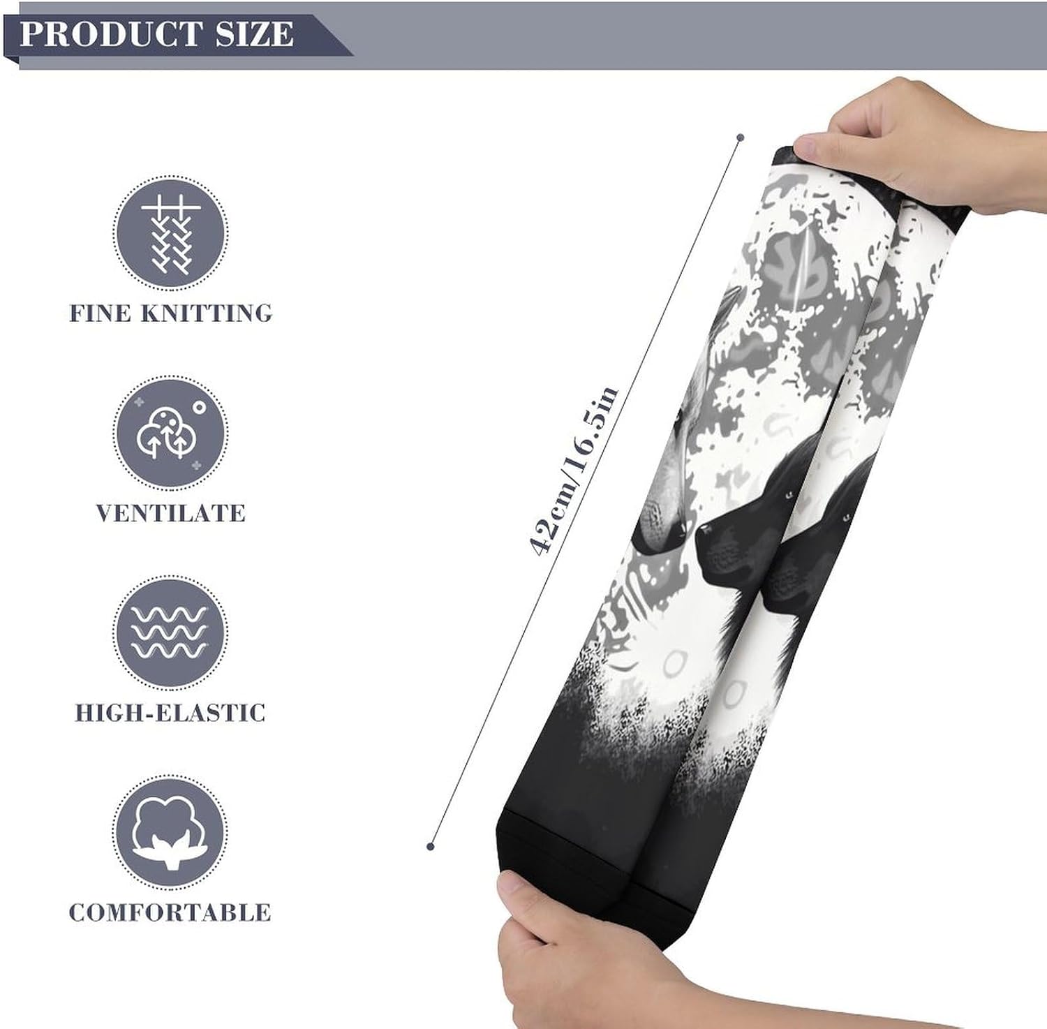 Wolves Moon Knee High Soccer Socks Moisture Wicking