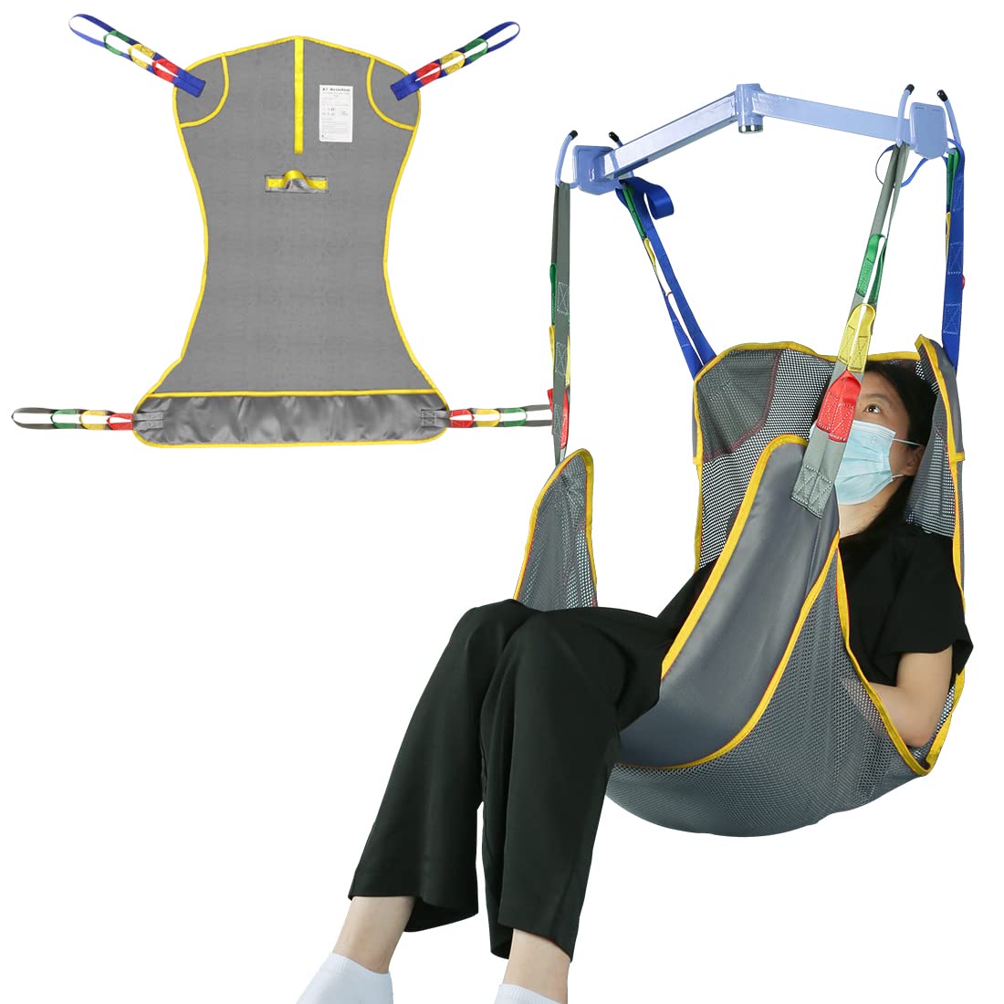 EZ AssistiveUniversal Full Body Patient Lift Sling, Mesh Fabric Patient Sling Transfer and Bathing Aids, 500lb Weight Capacity (Medium)
