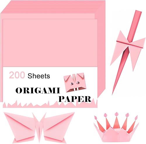 Papel de origami de doble cara, 200 hojas, papel de origami de 6 x 6 pulgadas, 20 colores, kit de papel de origami para niños de 5 a 8 a 12 años,
