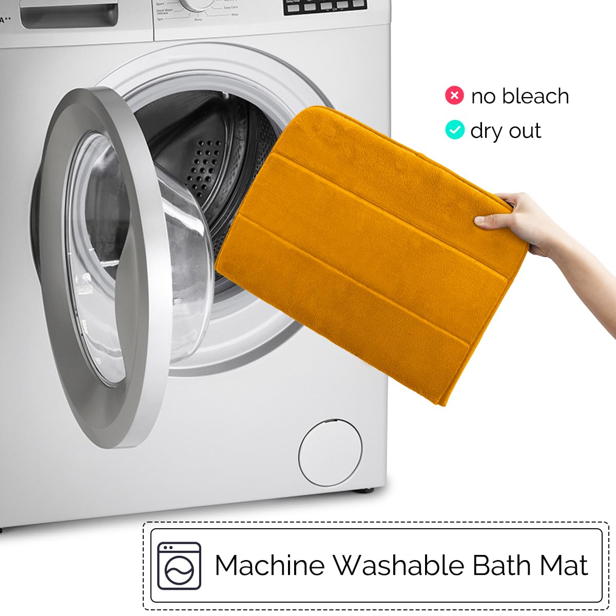 Lot de 3 tapis de bain doux antidérapants en mousse à mémoire de forme, lavables en machine, pour salle de bain, chambre à coucher, salon, plusieurs couleurs, orange