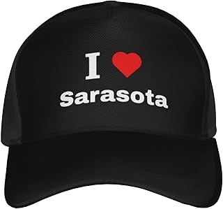 I Love Sarasota Baseball Cap for Men Women Hat Classic Cotton Adjustable Caps Low Profile Golf Dad Hats for All Seasons Black