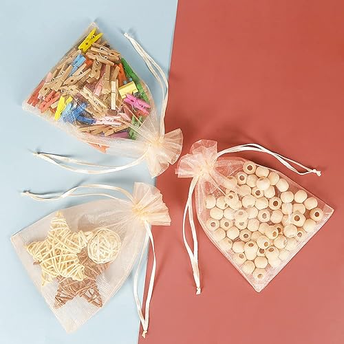 Miniatura 81 de HRX Package 100 bolsas de organza con cordón verde oliva, 4 x 6 pulgadas, bolsas de regalo de malla de caramelo, bolsas de joyería, bolsitas