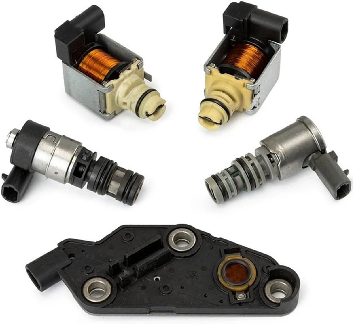 5Pcs/Set 4T65 4T65E 4T65-E Transmission Solenoid Kit Valve Body Solenoid Set EPC Shift TCC Compatible With Buick Compatible With Chevrolet Compatible With Volvo