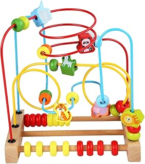 Toyvian Brinquedos De Bloco De Labirinto De Contas Brinquedo De Cérebro Brinquedos Kidult Contas De Madeira Círculo Para Brinquedo De Montanha Russa De Madeira Brinquedo De Montanha Russa