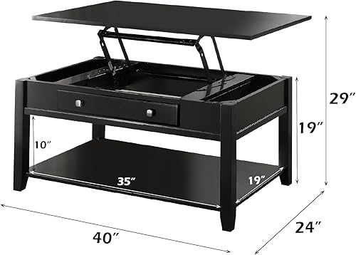 Miniatura 3 de ACME Furniture Mesa auxiliar Malachi con parte superior elevadora, color negro