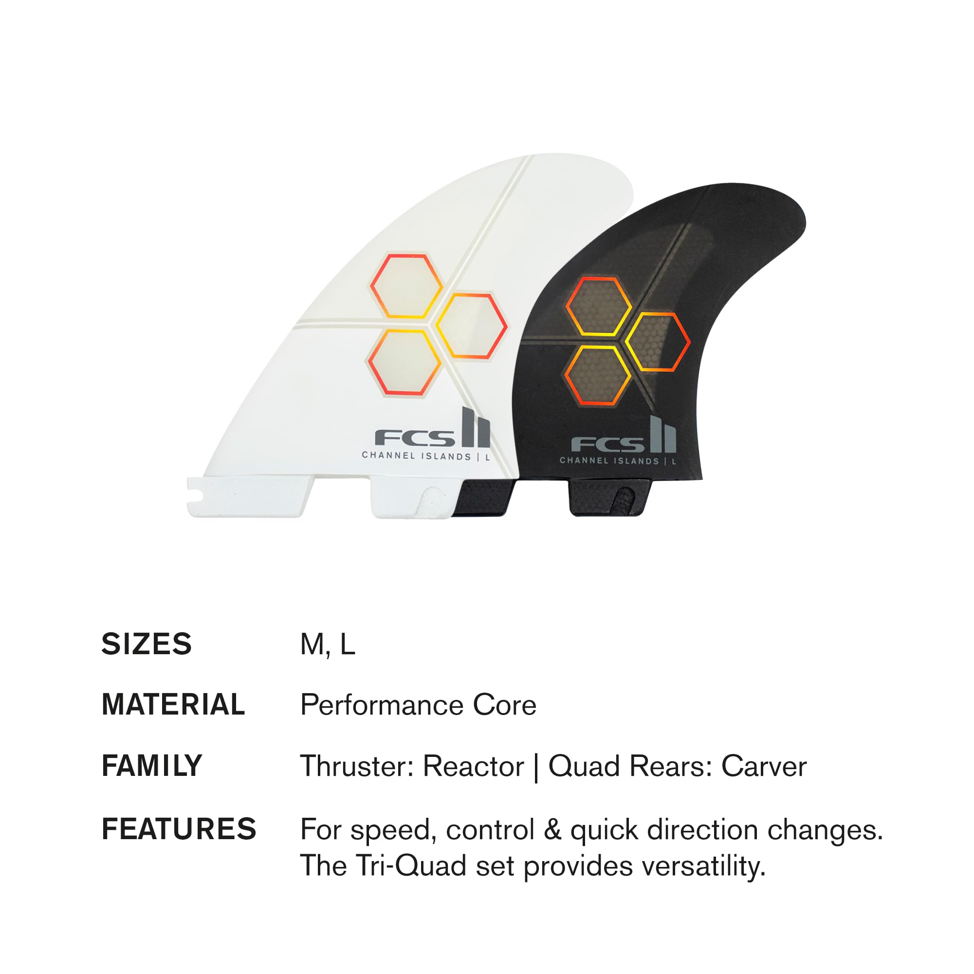 Amazon.com : FCS II CI Upright Medium Tri-Quad Fin Set - Black