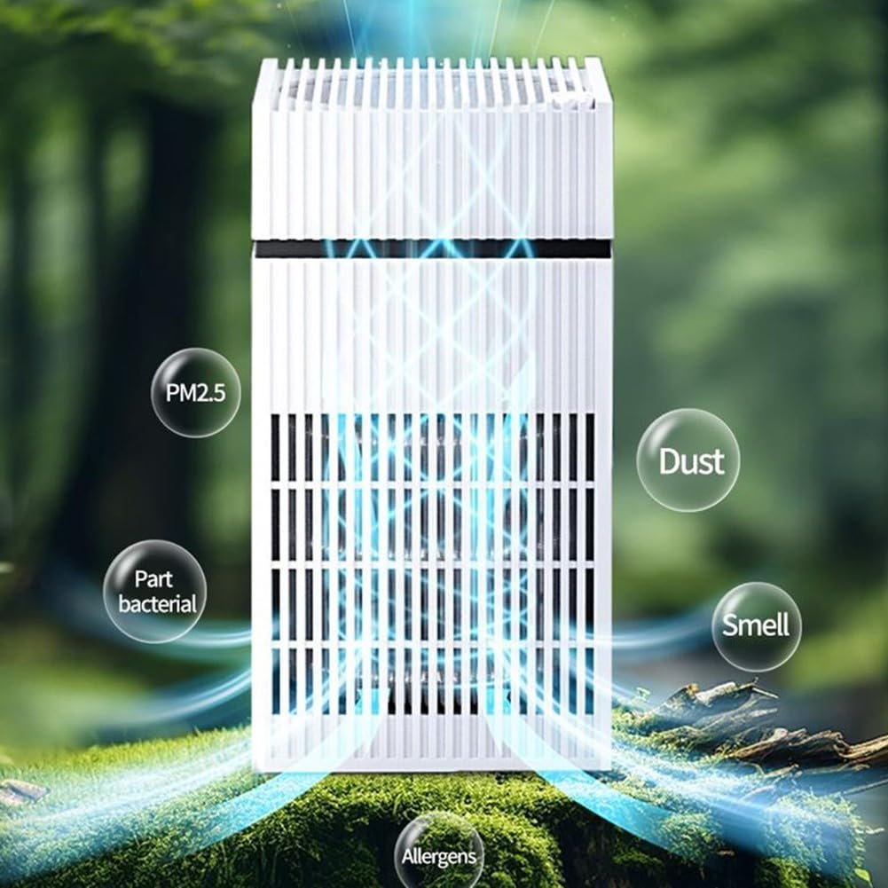 Purificatore d'aria portatile USB, purificatore d'aria quadrato, ricaricabile tramite USB, con filtro HEPA con carbone attivo, per filtrazione e deodorizzazione a casa e in viaggio (nero)