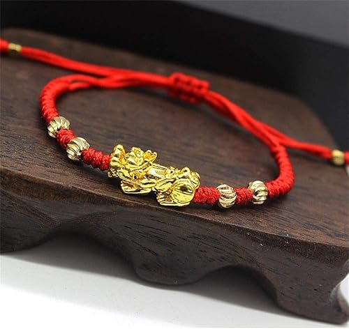 Miniatura 2 de Pulsera de cuerda roja Pi Xiu Pi Xiu china Feng Shui Pi Xiu Kabbalah Pulsera de cuerda roja con cuentas de oro hechas a mano pulseras amuleto para
