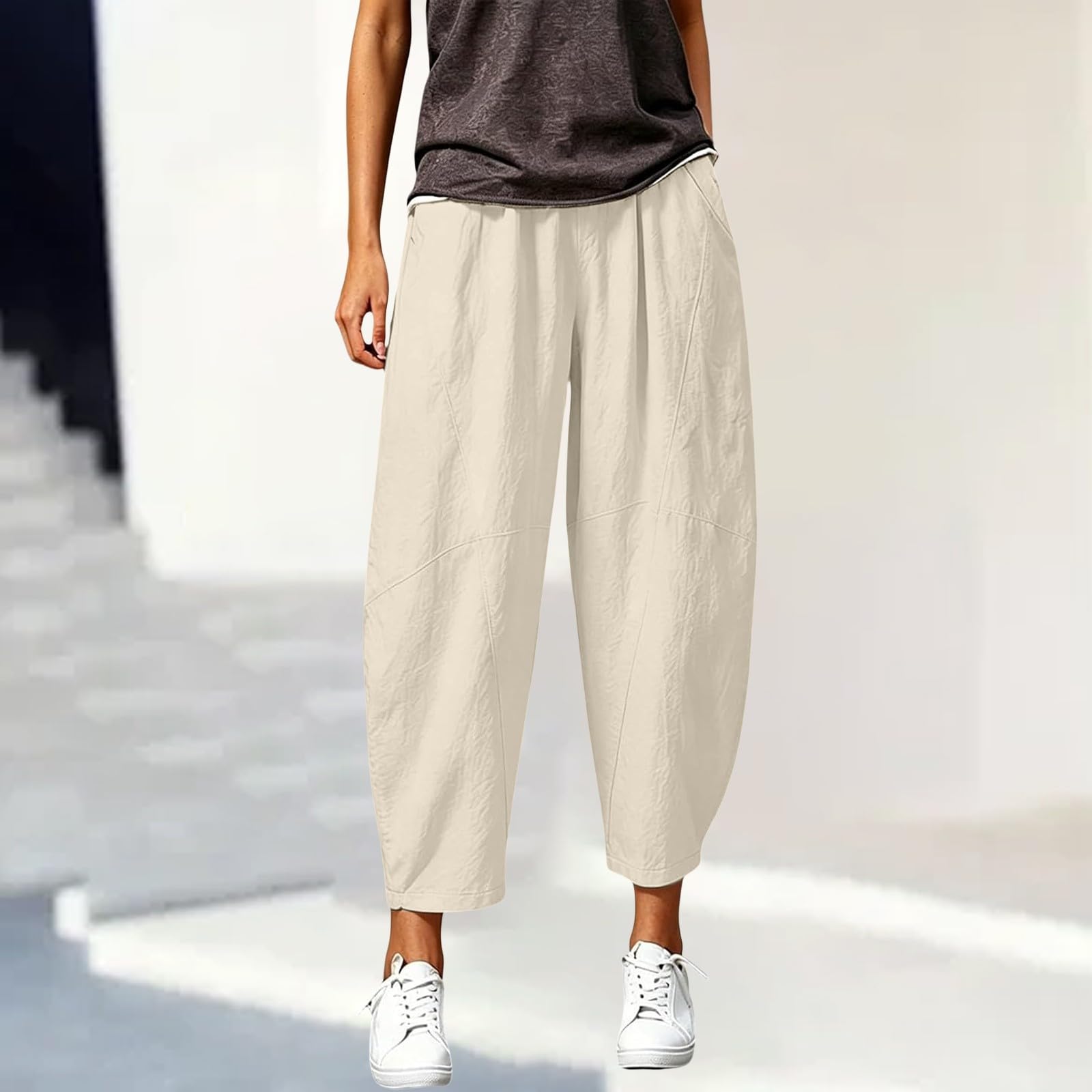 Pantaloni da donna larghi stile harem, comodi, per il tempo libero, con | Pantaloni estivi leggeri, a gamba larga, in morbido tessuto, con elastico in vita, traspiranti, da escursionismo, casual