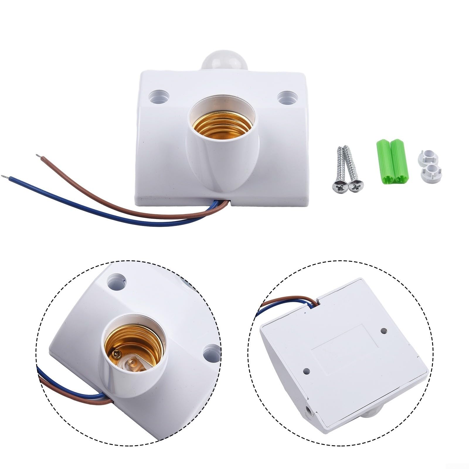 Presa con sensore di movimento compatibile con lampadine E27, tecnologia sensore PIR, campo di rilevamento 3 8 metri, angolo di rilevamento di 120 gradi, tensione AC110 240V