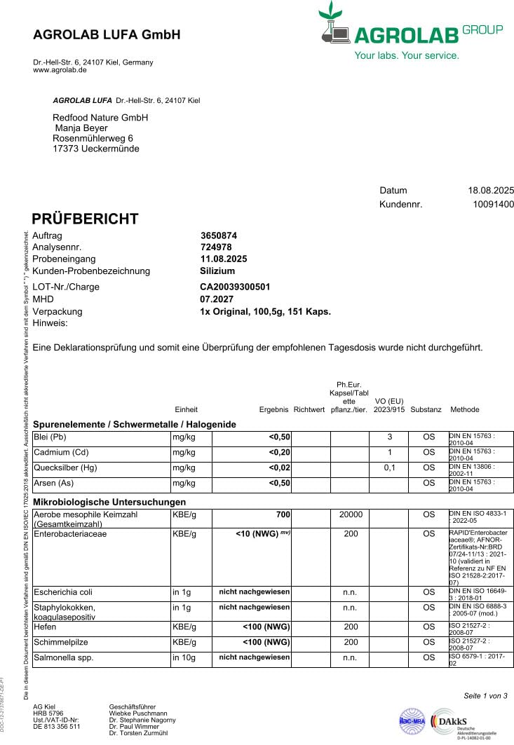 Redfood® Silizium Kapseln hochdosiert - 90 Kapseln für 3 Monate - 667mg - organisches Silica hochdosiert aus Bambusextrakt pro Kapsel - Ohne Zusätze, in Deutschland produziert Vegan
