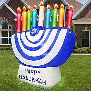 Turnmeon6footinflatablehanukkahmenorahdecorationswithledlights6stakes2tethers2weightbagschanukkahhanukkahmenorahblowupdecorationsoutdoorindooryardgardenlawnhomeparty  Urban Country Home Decor Turnmeon 6 foot inflatable hanukkah menorah decorations with led lights 6 stakes 2 tethers 2 weight bags chanukkah hanukkah menorah blow up decorations outdoor indoor yard garden lawn home party  urban country home decor