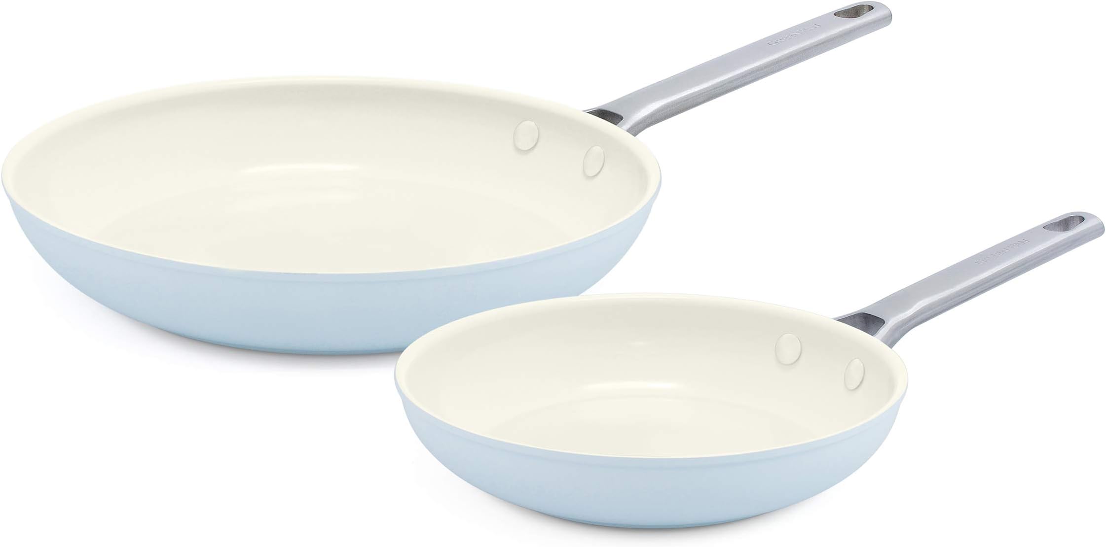 GreenPan Padova 8" and 10" Ceramic Non-Stick Open Frypan Set, Light Blue -