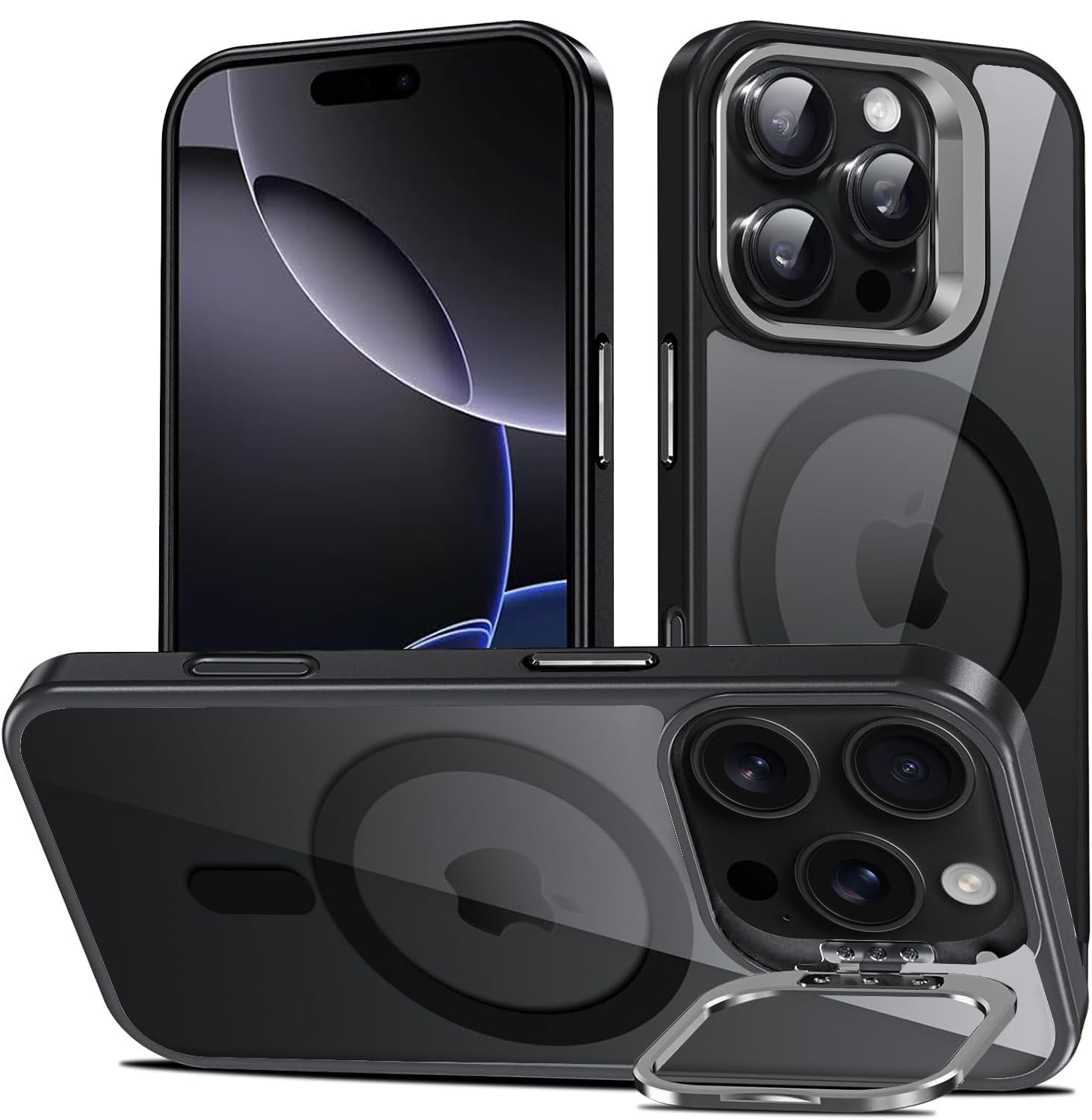 VONZEE iPhone 15 Plus Clear Case with Camera Stand -16