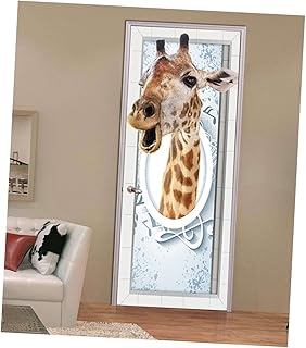 BESPORTBLE Decoração De Estante Para Cuartos Estante Adesivo De Porta De Estante Adesivo De Parede De Estante Padrão Natural Adesivo De Parede Girafa 3D Adesivo De Porta Decoração De Porta