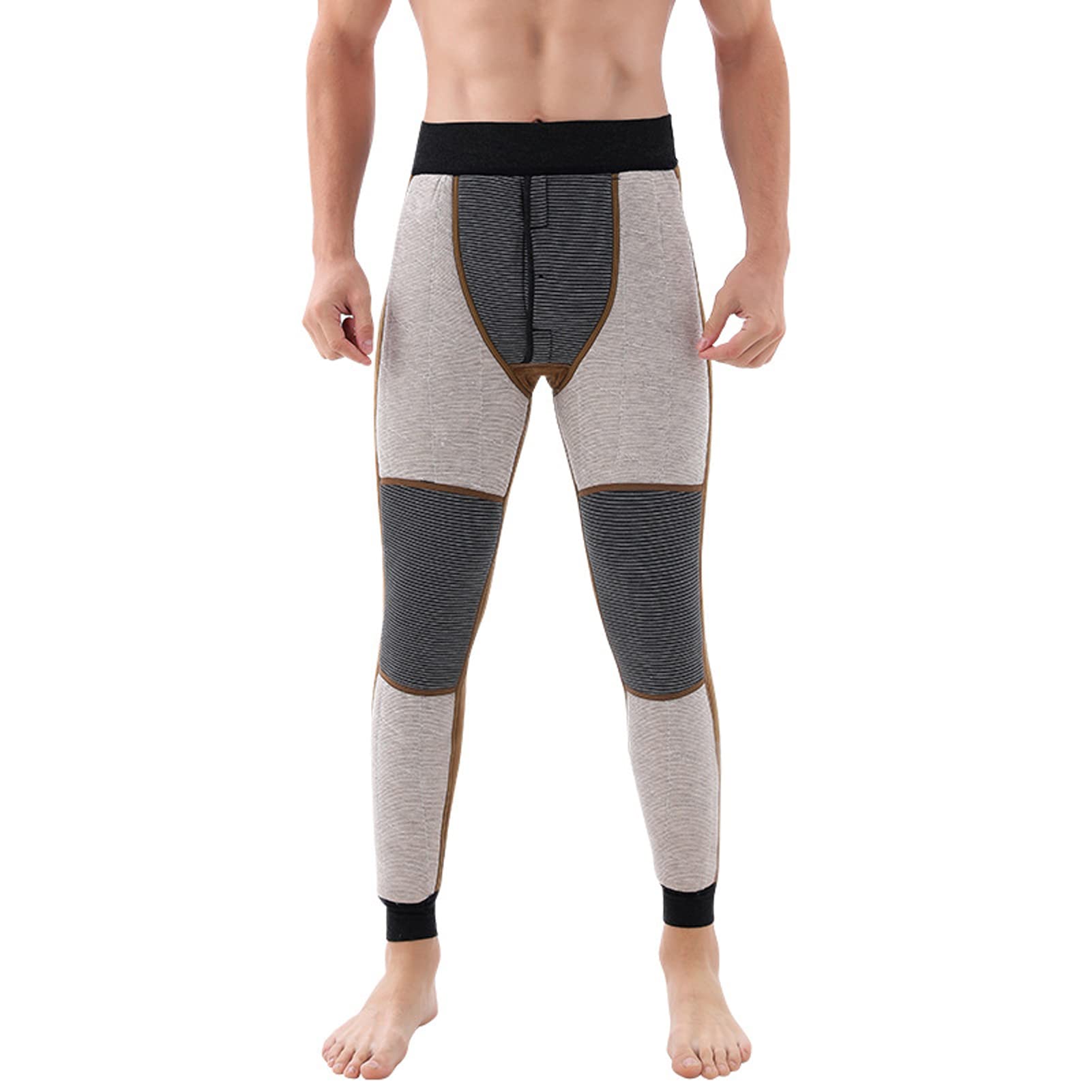 Męskie termiczne polarowe spodnie zimowe z wysokim stanem - ciężkie ciepłe legginsy z podszewką z kalesony na zimną pogodę, wygodne joggery z warstwą bazową, szare, 4XL