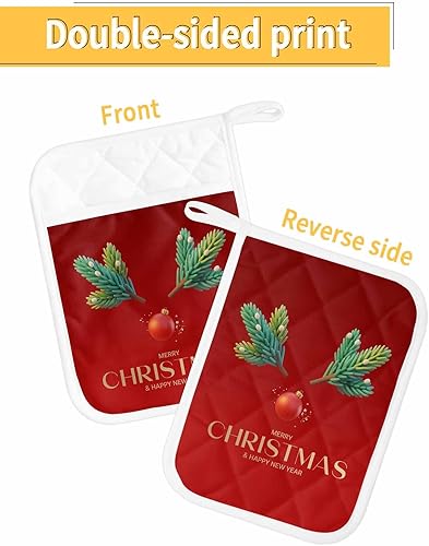 Miniatura 2 de Juego de 4 agarraderas de tela de rizo antideslizantes y aislantes de calor con bolsillo, guantes gruesos para horno, posavasos para hornear, bolas