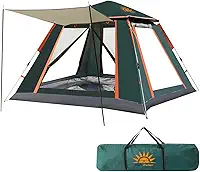 Barraca de Camping 2-4 Pessoas Impermeavel, Praia e Outdoor, Fácil Montagem, Proteção UV/Chuva/Vento, Ideal para Famílias e Aventureiros (Verde)