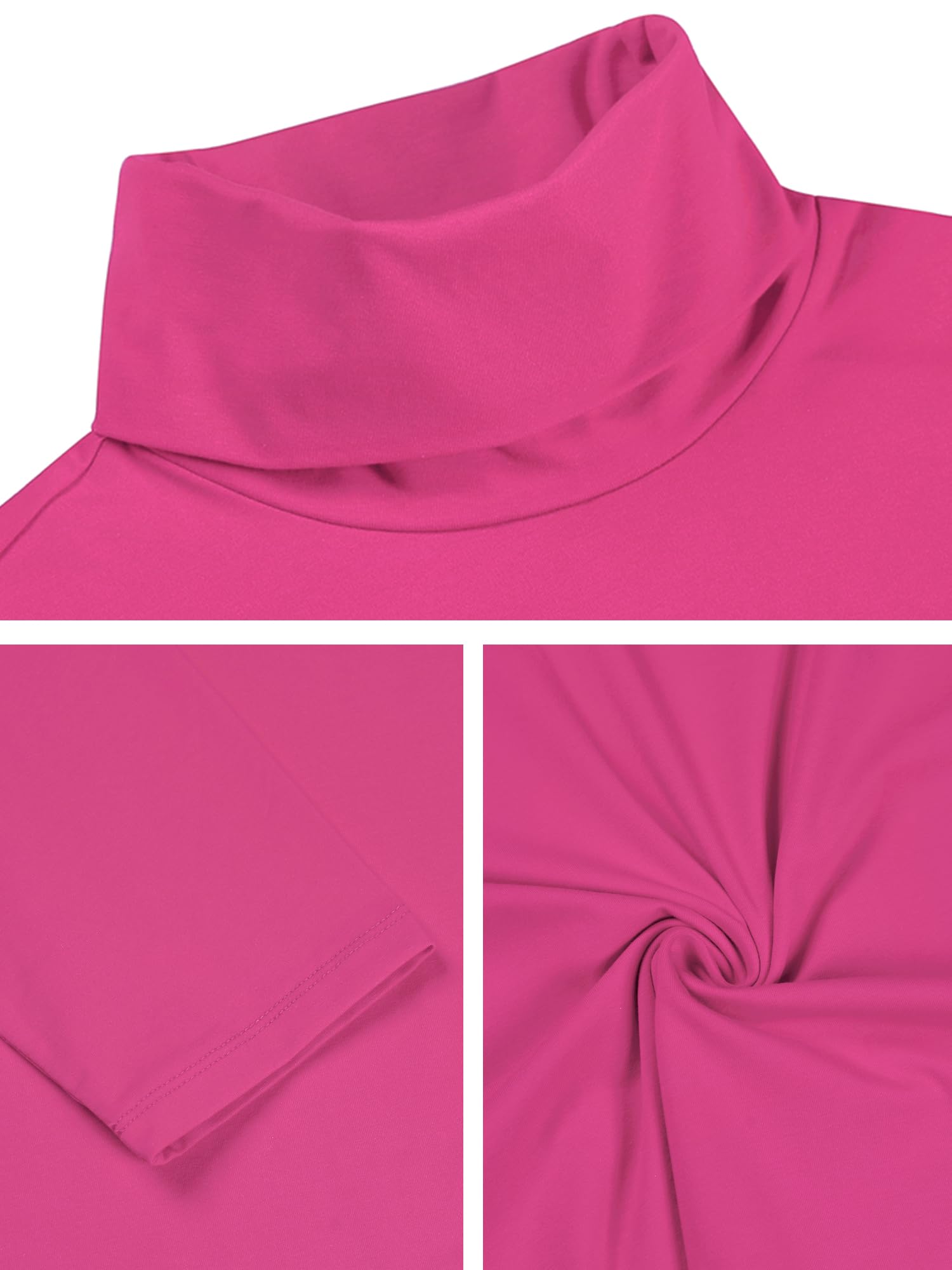 uxcell Camiseta de Cuello Alto para Hombre, Ajuste Delgado, Manga Larga, Cuello Alto, Rosado Oscuro, 42