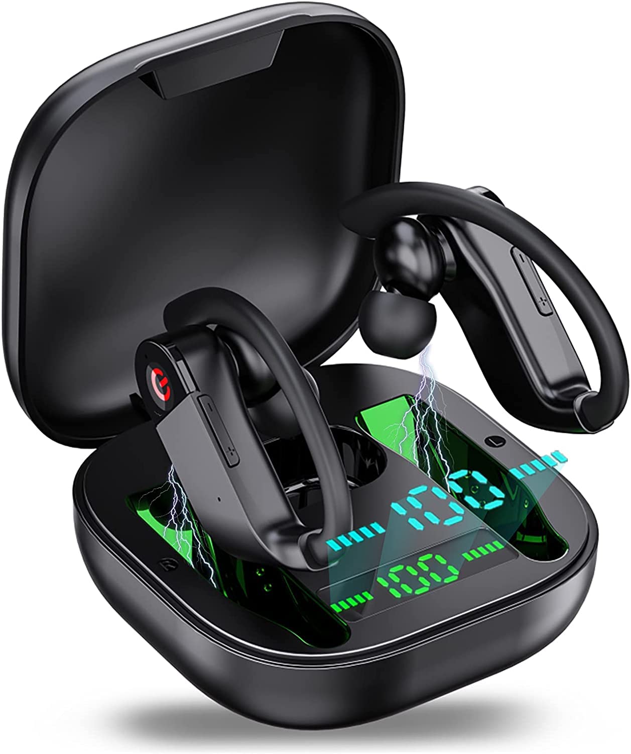 Wireless Earbuds Sports Bluetooth 5.1 Headphones Earhook Noise Cancelling, 10H Wireless Ear Buds Over Ear with Charging Case, Bluetooth Earphone for Samsung Android, Audifonos Bluetooth inalambricos