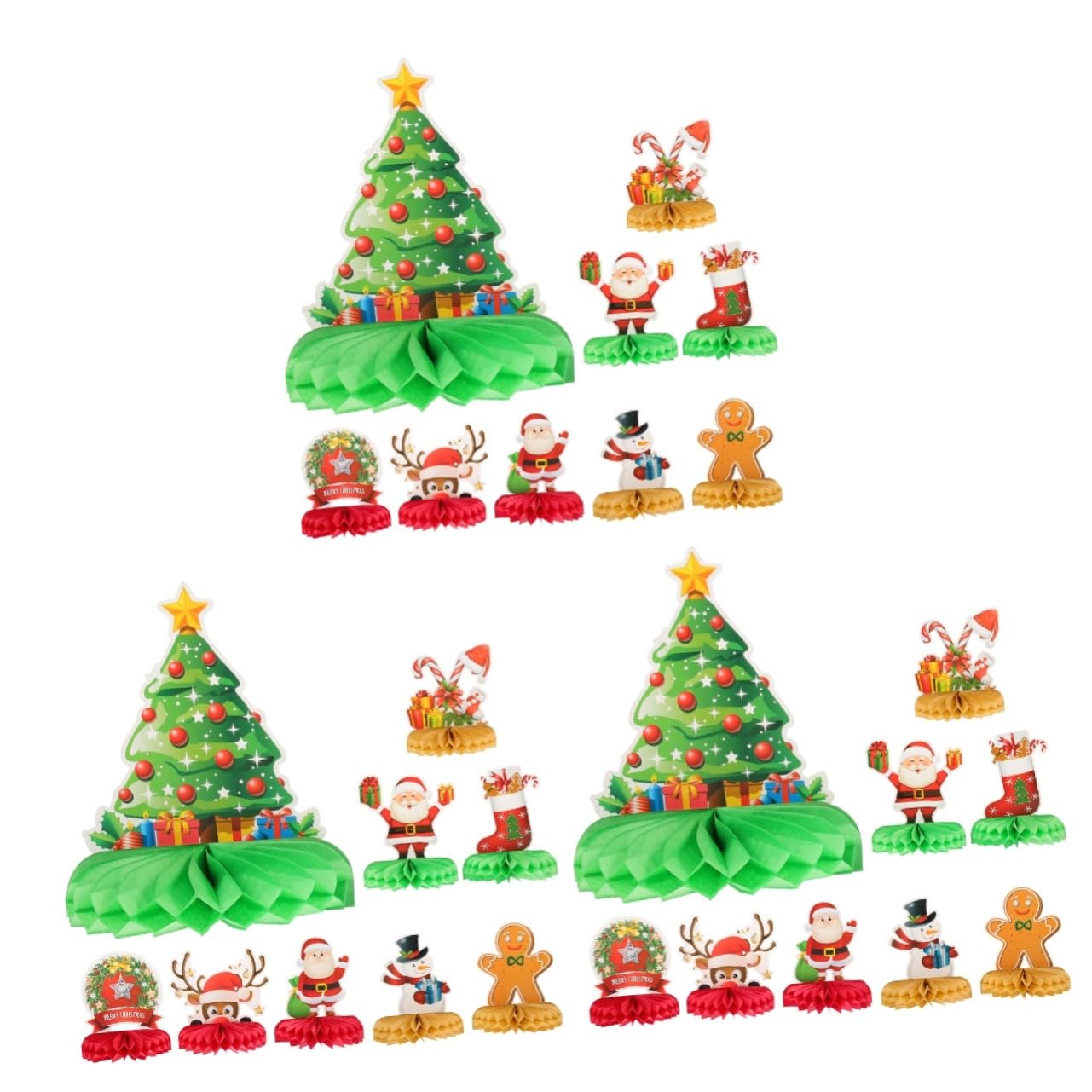 BESTonZON 27piezas Decoraciones De Panal De Navidad Adornos Festivos Para Mesa y Fiestas Centro De Mesa De Panal Para Celebraciones Navideñas