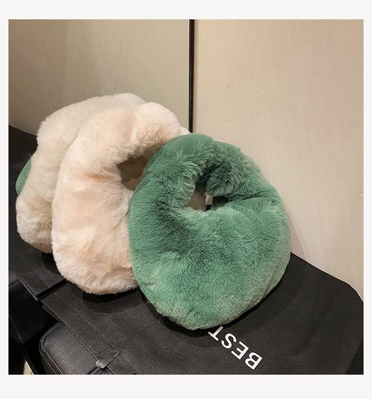 XPONNI Fuzzy Dumpling Bags, Cute Fluffy Y2k Handbags, Soft Knotted Faux Fur Bags with Zipper - Image 5