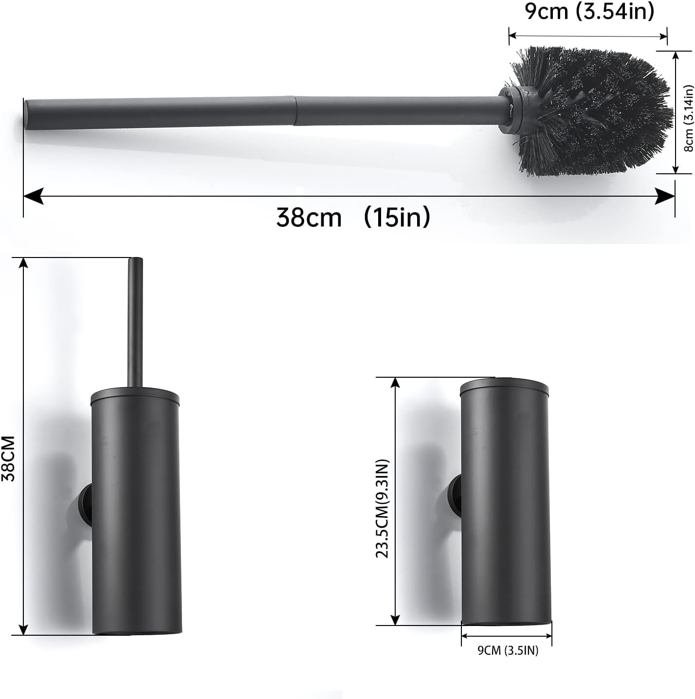 Escobilla de inodoro y soporte, cepillo de inodoro de acero inoxidable con cerdas duraderas para fregar, diseño a prueba de salpicaduras para una limpieza eficiente del baño