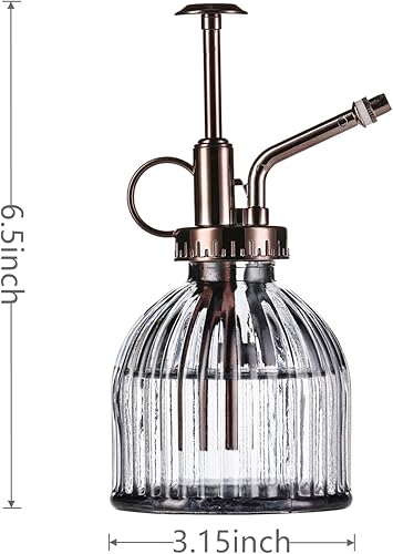 Miniatura 2 de Mister de cristal para plantas, botella de rociador de agua de vidrio verde de 6.5 pulgadas con bomba superior dorada, rociador de plantas pequeñas