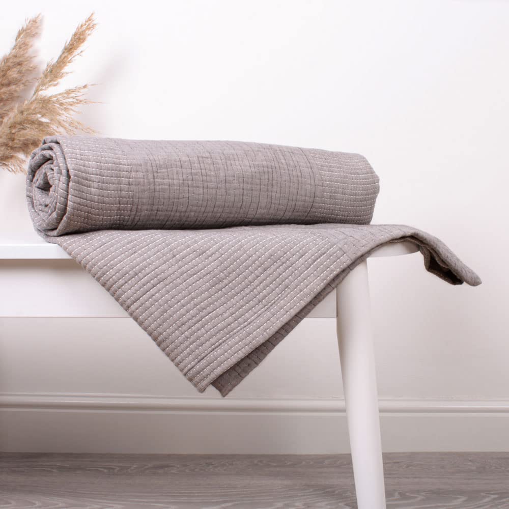 Appletree - Grey Cotton Quilted Bedspread (150cm x 200cm) - 100% Cotton Bed Cover - Soft Quilted Throw Blanket