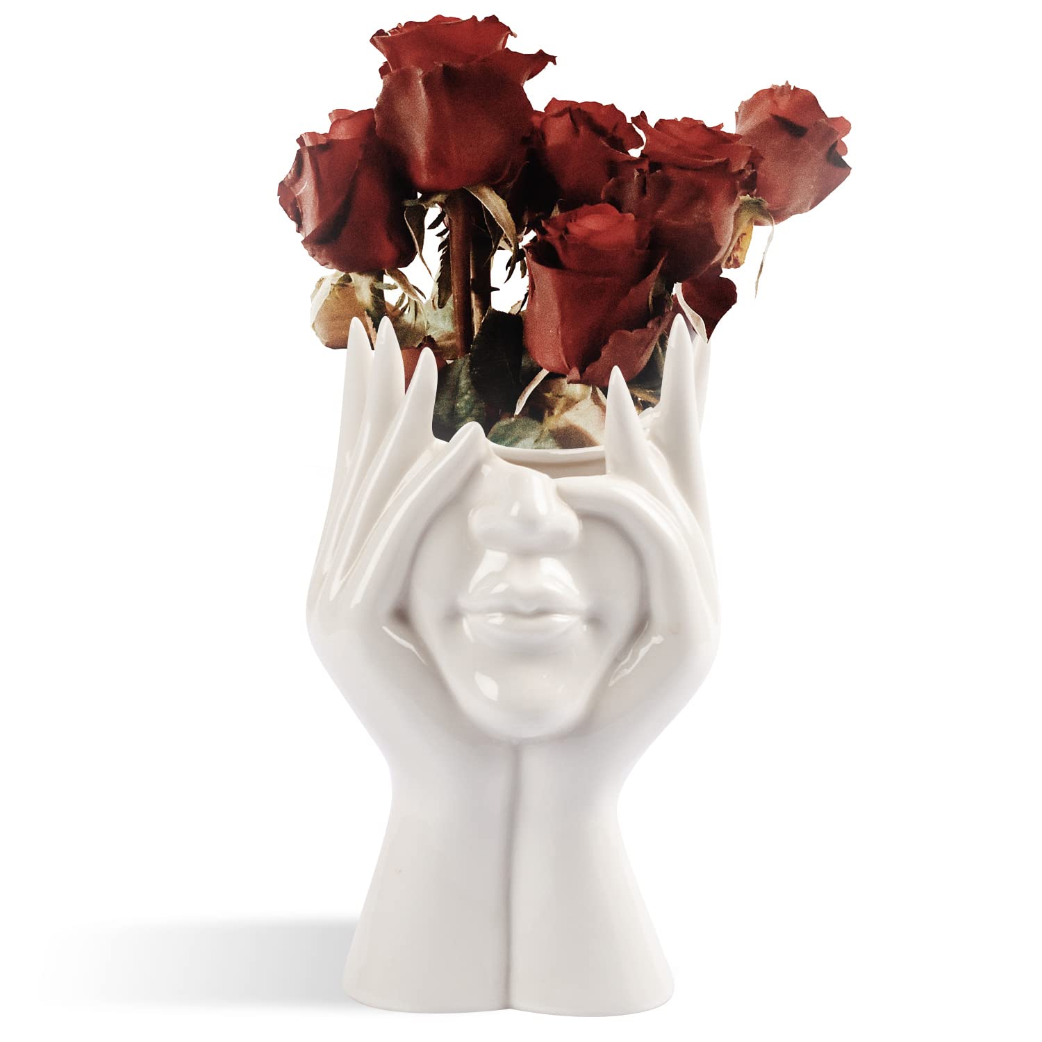 CEMABT White Ceramic Face Vase
