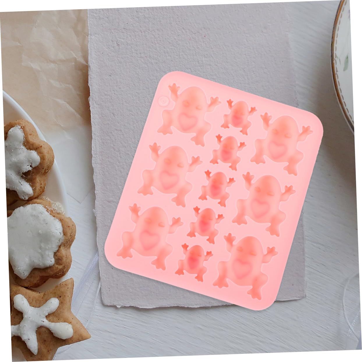 OSALADI Molde De Silicona De Rana Moho Molde De Torta Fondant Moldes De Chocolate Ranas Molde Para Hornear De Silicona Molde De Rana Moldes De Rana Gel De Sílice Rosa 2 Piezas X 4
