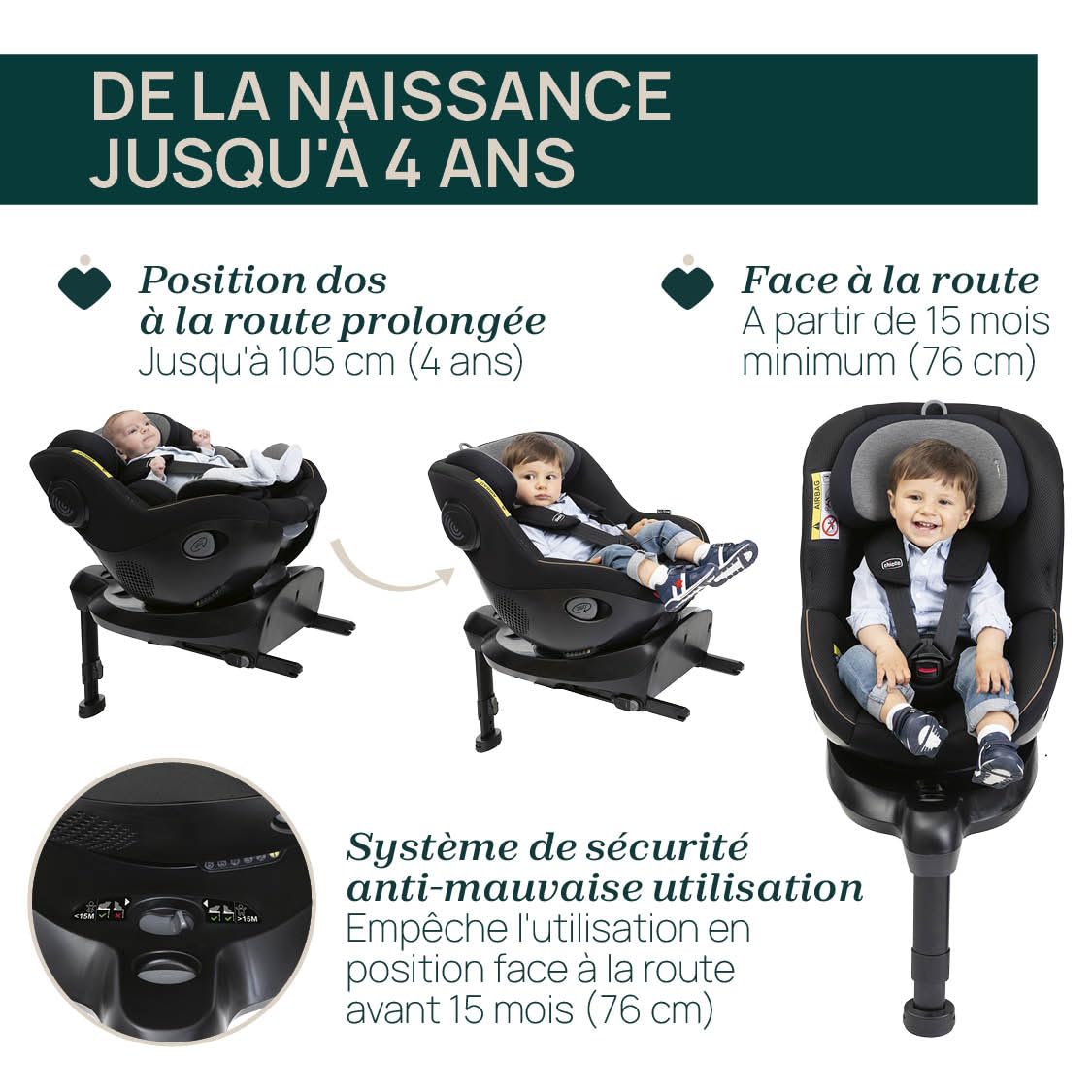 Chicco Seat105 I-Size, Siège Auto Homologué ECE R129/03, Pivotant à 360°, Incliné en 6 Positions, Installation Simple et Rapide, Réducteur Inclus, 40-105cm, Groupe 0/1/2, De 0 à 4 Ans