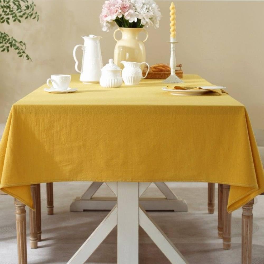 Nappe en coton lavable jaune sur mesure pour protéger et sublimer votre table de fête