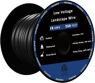 Low Voltage Landscape Lighting Wire - Outdoor Direct Burial Underground Low-Energy Circuit Cable (16/2 Black, 250ft)