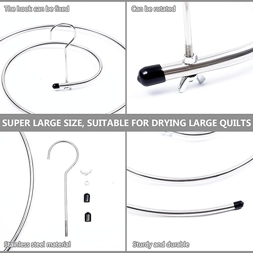 Miniatura 6 de Garneck Tendedero giratorio para ropa en espiral, 2 piezas, resistente al viento, forma de espiral, colgador para toallas de cama grandes, estante