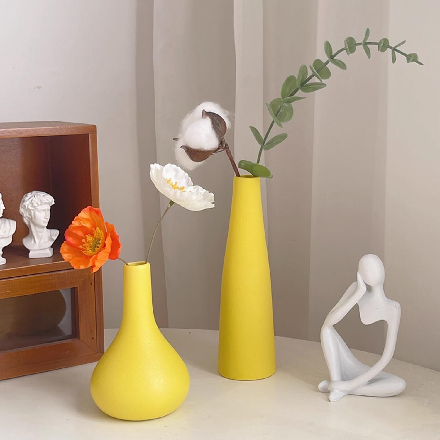 Small Ceramic Bud Vase Tall Conic Flower Single Stem Vase Vase Home Decorative Floral Centerpiece for Wedding and Office (Yellow) - Image 4