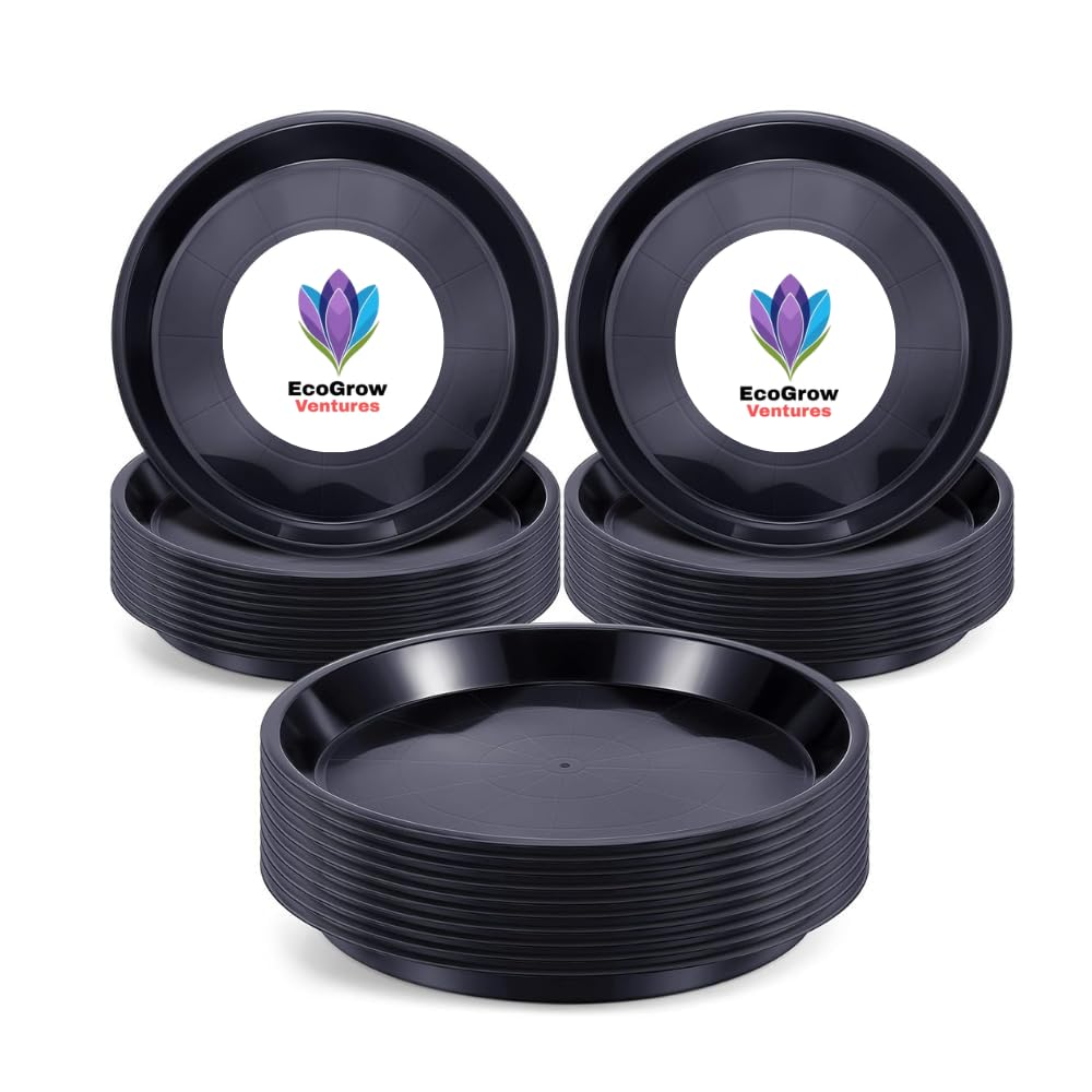 Plastic Garden Flower Planter Pot Saucer Base Trays - Round 4-Inch Base Container for Water Drips and Soil, Perfect for Small Indoor Plants (Set of 20)-image-46