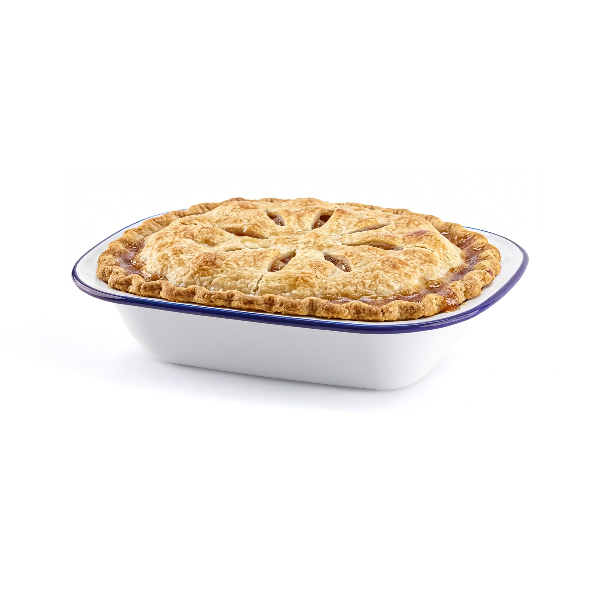 Enamel Cake Plate, White Enamel Roasting Tin, Dishwasher Safe, Cake Tray, Pudding, Steak, Enameled Plate for Oven and Stove (L 24 x W 17.5 x D 5 cm)