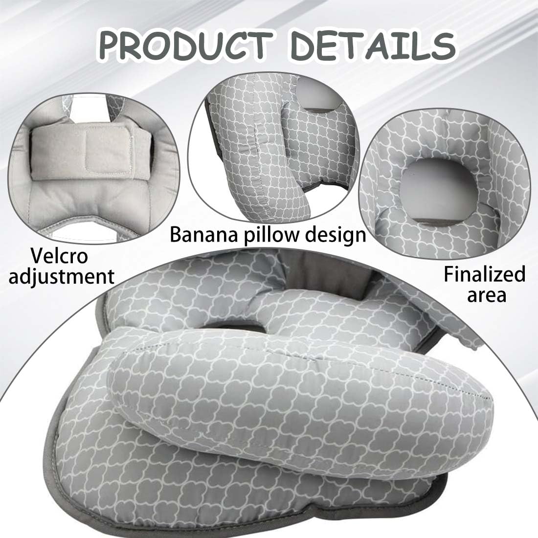 Almohada para la cabeza del bebé, almohada cervical 2 en 1, almohada cervical para bebé, almohada de viaje para apoyar la cabeza en el cochecito
