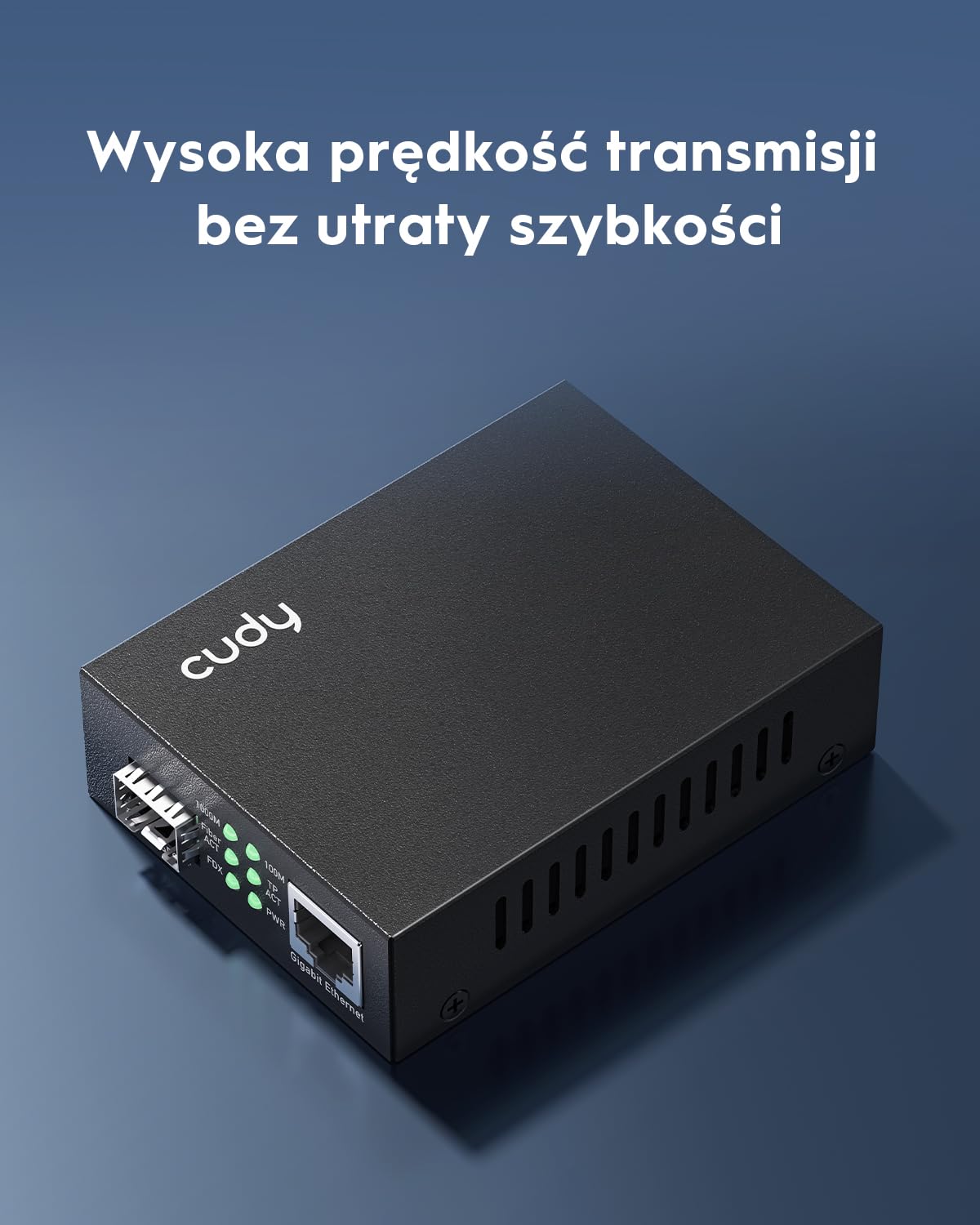 Cudy MC220 konwerter mediów Gigabit Ethernet, 10/100/1000 Mbps Gigabit Ethernet RJ45-do SFP do Gigabit, obsługa modułu 1000BASE-SX/LH-SFP-Mini-GBIC, modem z włókna szklanego