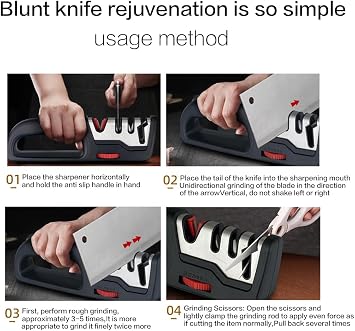 Newest Advanced Smart Sharp Knife Sharpener - Professional 4 Stage Ergonomic Manual Sharpener for Sharpening Kitchen Knives-Adjustable Sharpening Angle, Non-Slip Base and Ergonomic Handle.