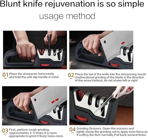 Newest Advanced Smart Sharp Knife Sharpener - Professional 4 Stage Ergonomic Manual Sharpener for Sharpening Kitchen Knives-Adjustable Sharpening Angle, Non-Slip Base and Ergonomic Handle.