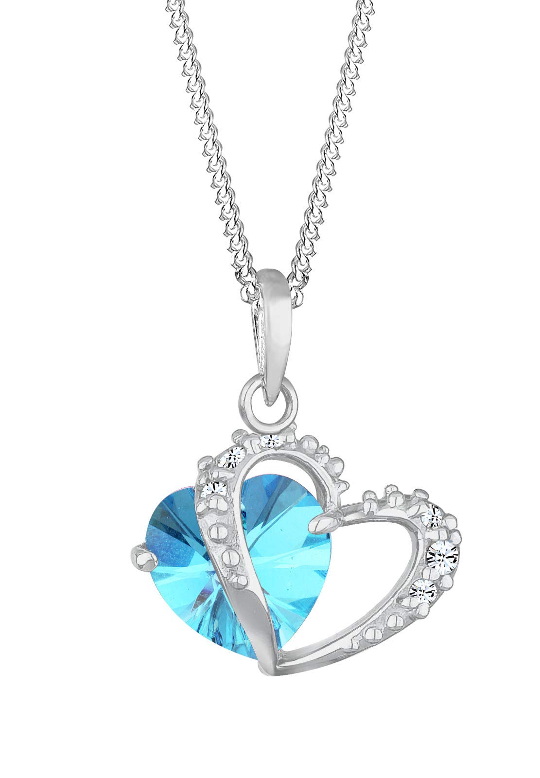 Elli Necklace Heart Blue Crystals 925 Sterling Silver