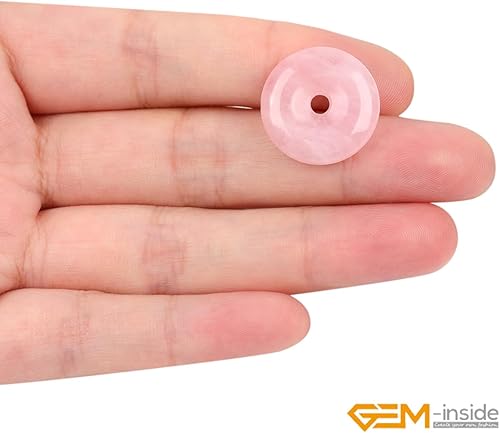 Miniatura 4 de GEM-Inside - Cuentas circulares de piedra de cuarzo rosa de 0.787 in para hacer joyas colgantes, energía, chakras, masaje, guasha, herramientas de