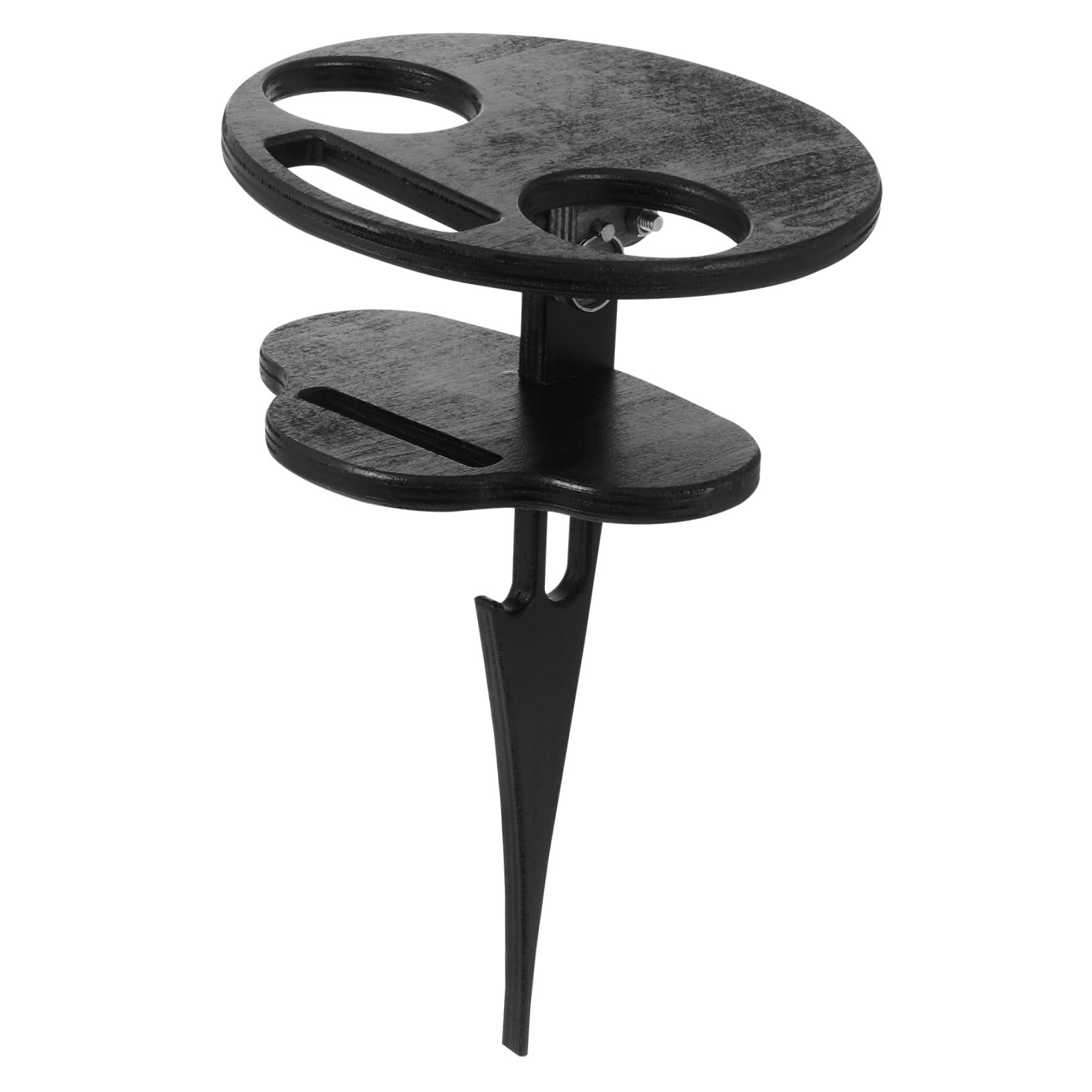 Table à vin ronde double couche portable en bois pour la maison et pique-nique