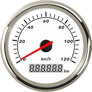 Speedometer Gauge Set Universal 85mm Speedometer Odometer Speed Gauge 120 Km/h 200 Km/h With Red Backlight For Car Boat Yacht(Pulse Signal) Durable Metal and Plastic (Color : 120km WS, Size : A)