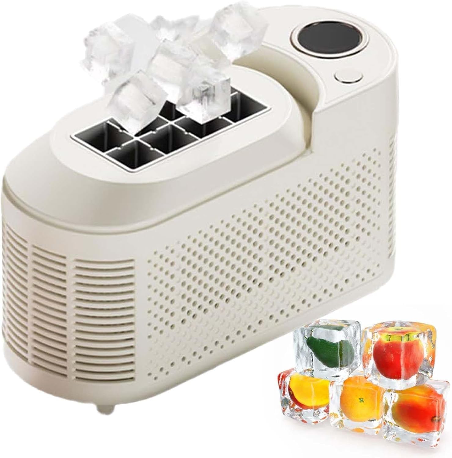 Máquina de Hielo portátil: Produce 8 Cubitos de Hielo en 10 Minutos, es silenciosa y de bajo Consumo energético, fácil de Limpiar para Uso doméstico y en la Cocina