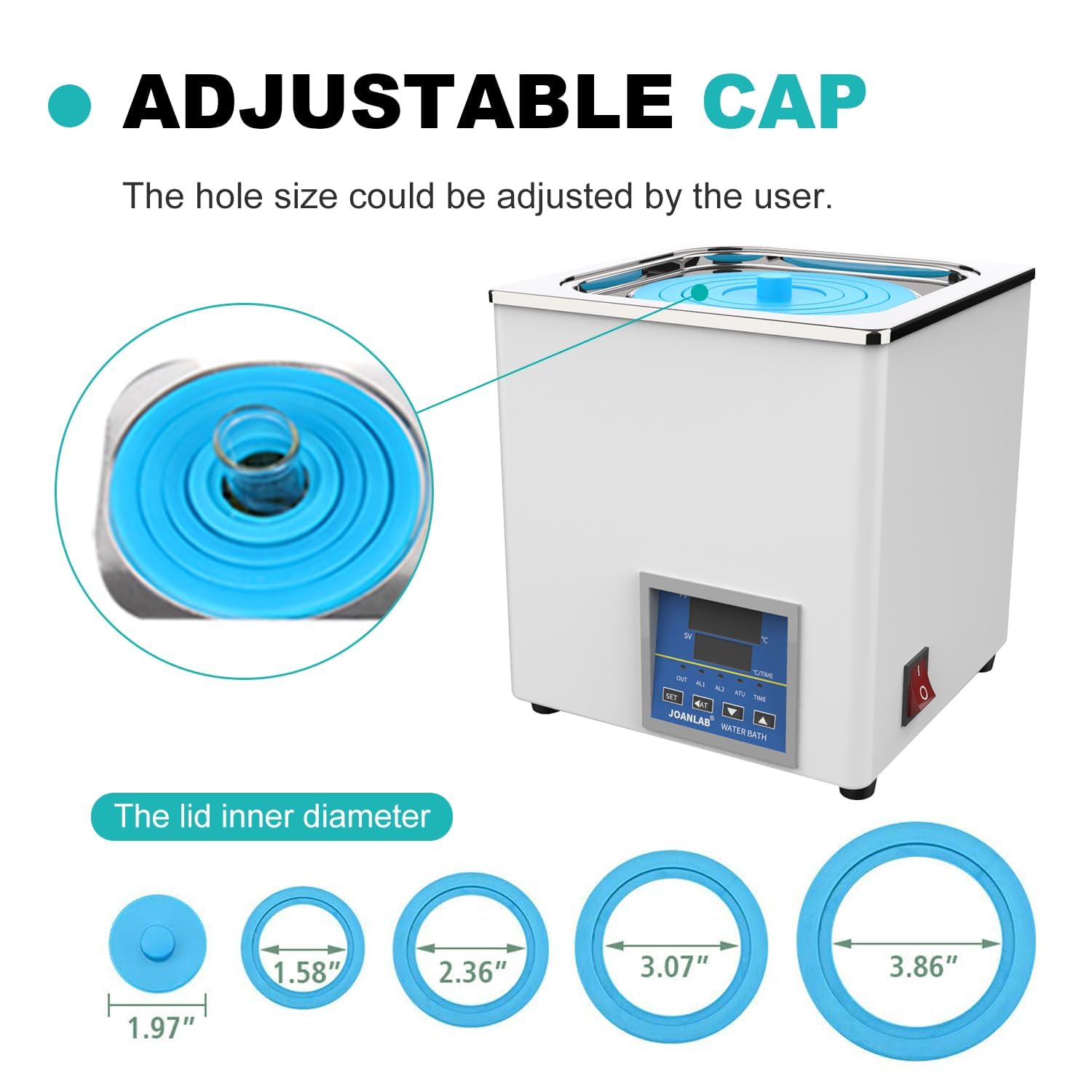 TYH Baño Termostático Digital De Laboratorio De 800 W, Acero Inoxidable, Temporizador De 0 a 99 Minutos, Control Termostático Digital De ±0,1 °C, Pantalla LED, con Función De Temporización