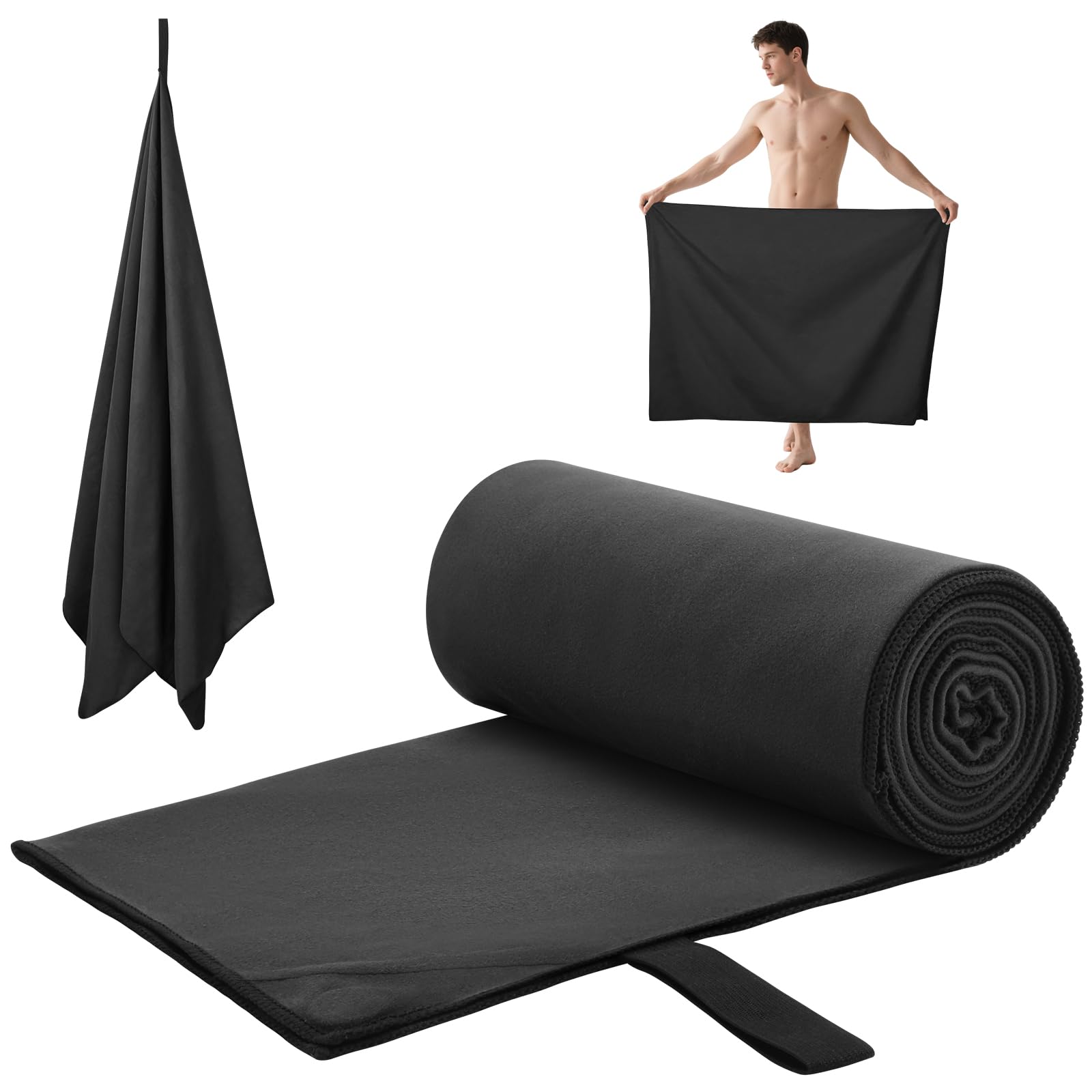 AUYAO Gym Towel Sports Fitness Towel Gym Sweat Towel with Magnet Microfiber Towel with 4 Magnets 80 x 190cm Absorbent Magnetic Bath Towels Quick-Drying Sports Towel for Camping Yoga Training Outdoor